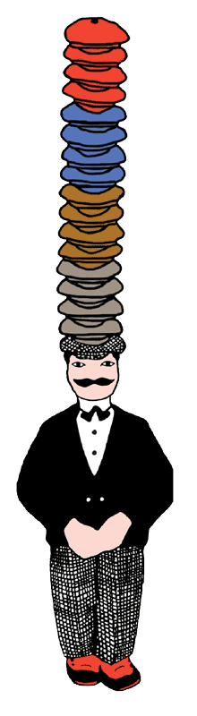 Peddler-stacked-caps Peddler with Stack of Caps