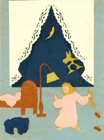 Figure 11 c. 1938: Illustration- Mary & The Poodies featuring a poodie in the window and Mary below.