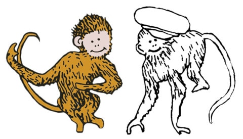 Figure 13: Two monkeys from Caps for Sale