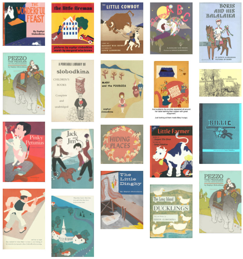 A collage of books covers for Esphyr Slobodkina